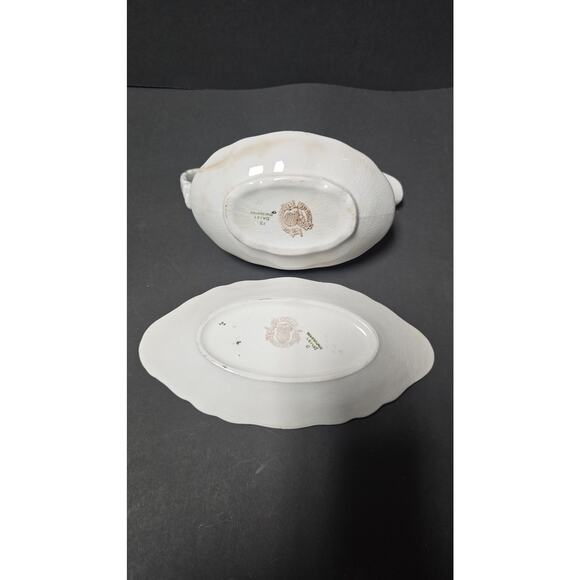 Vintage W H Grindley Daisy Gravy Boat Underplate Green Floral Gold Trim England - Picture 11 of 13